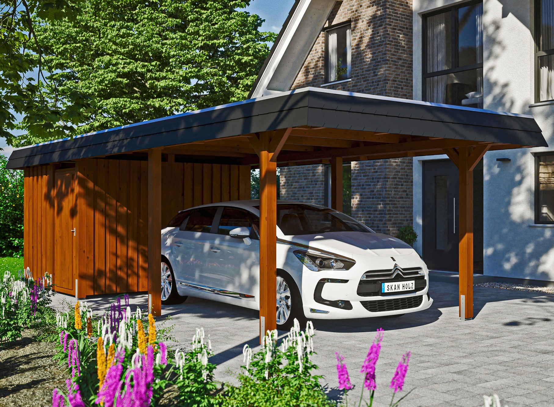 Einzelcarport SKANHOLZ "Wendland", braun, B/H/T: 206cm x, Carports Image
