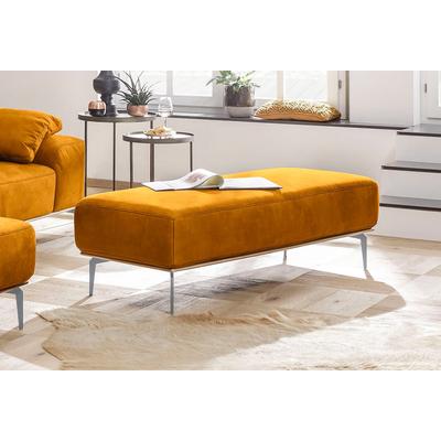 Polsterhocker W.SCHILLIG "run", gelb (brandy s37), B:150cm H:46cm T:60cm, Stoff S37 (100% Polyester), ROHLEDER Chenille-Flachgewebe Q2 W77 (68% Polyacryl, 32% Polyester), Stoff S37 (100% Polyester), Hocker, mit elegantem Holzsockel, Füße in Silber... Image