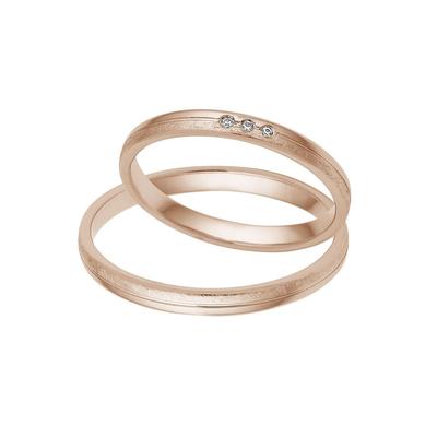 Trauring FIRETTI "Schmuck Geschenk Gold 375 Hochzeit Ehering "LIEBE" Gr. 60, rosa (roségoldfarben), Fingerringe, 60, 0,015 ct SI = kleine Einschlüsse mit Brillanten, Roségold 585, 2,5mm, Rosu00e9gold 585, Made in Germany, wahlweise mit oder ohne... Image