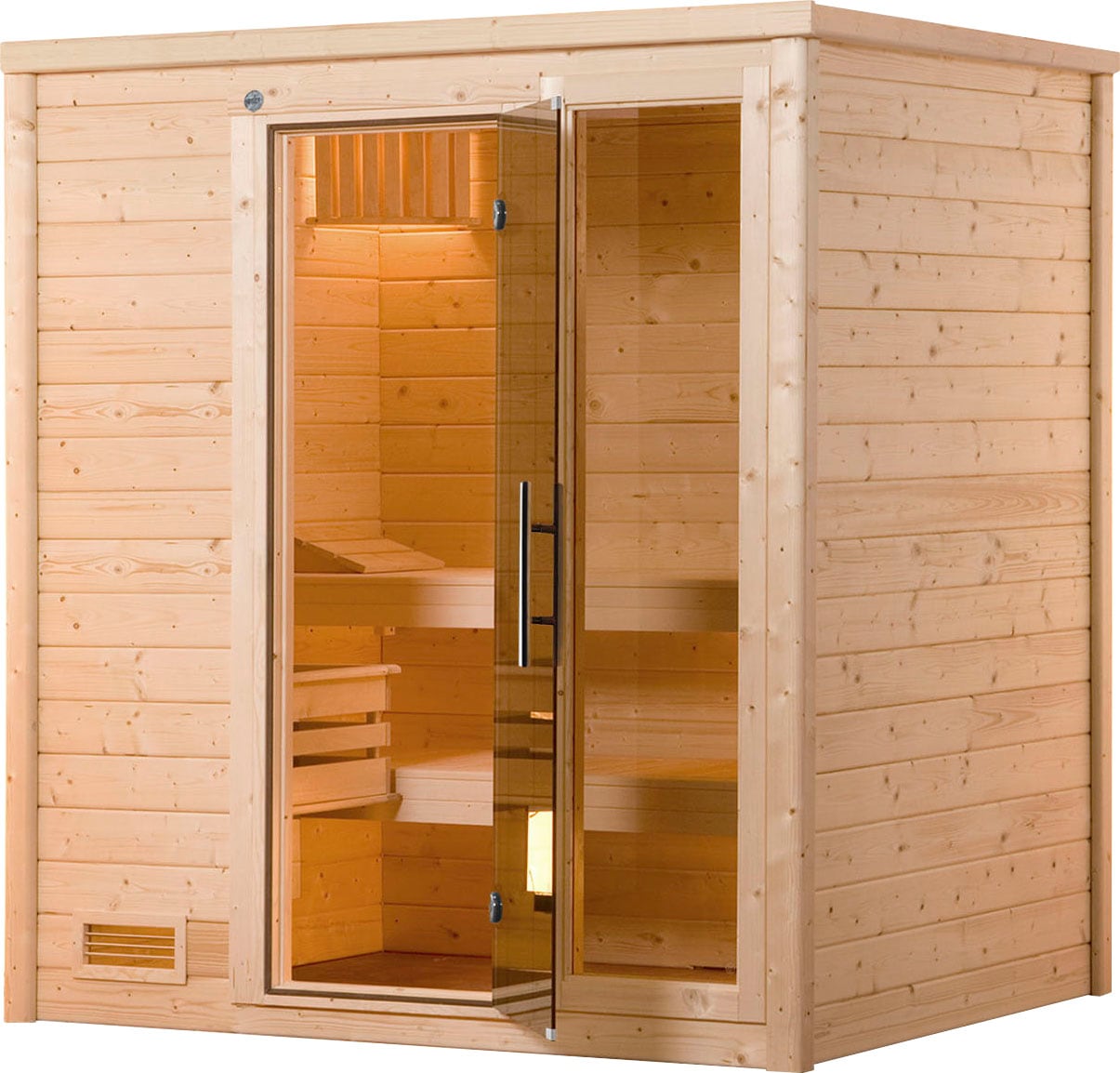 Sauna WEKA "Bergen", beige (natur), Saunaofen, externe Steuerung, 7,5 kW, Saunen, 7,5 kW-Ofen mit digitaler Steuerung