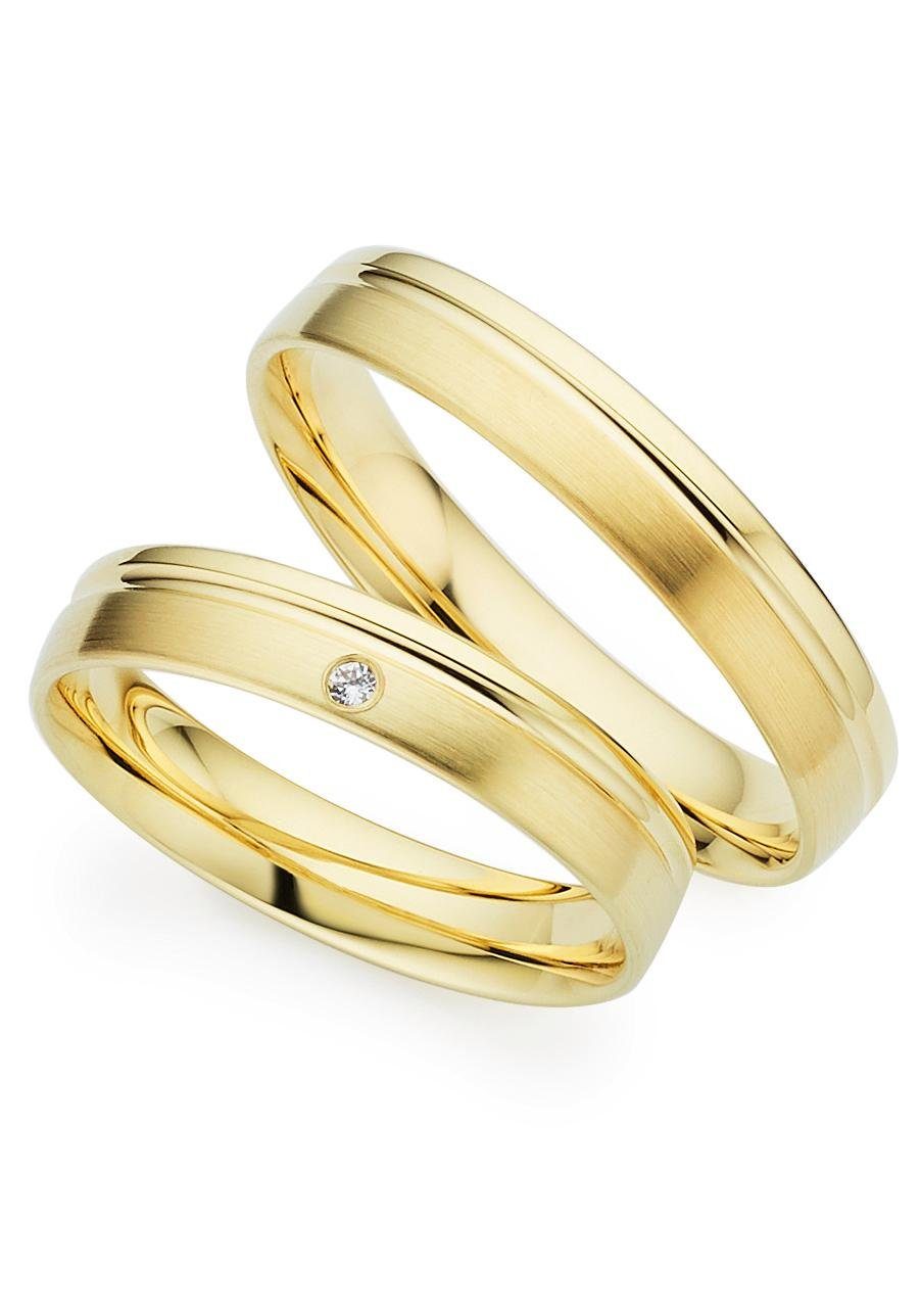 Trauring PHÖNIX "Schmuck Geschenk Gold 333 Trauring Ehering LIEBE versch. Varianten" Gr. 64, gold (gelbgoldfarben), Fingerringe, 64, 0,01 SI = kleine Einschlüsse mit Brillant, Gelbgold 333, 4mm, Made in Germany, wahlweise mit oder ohne Brillant Image