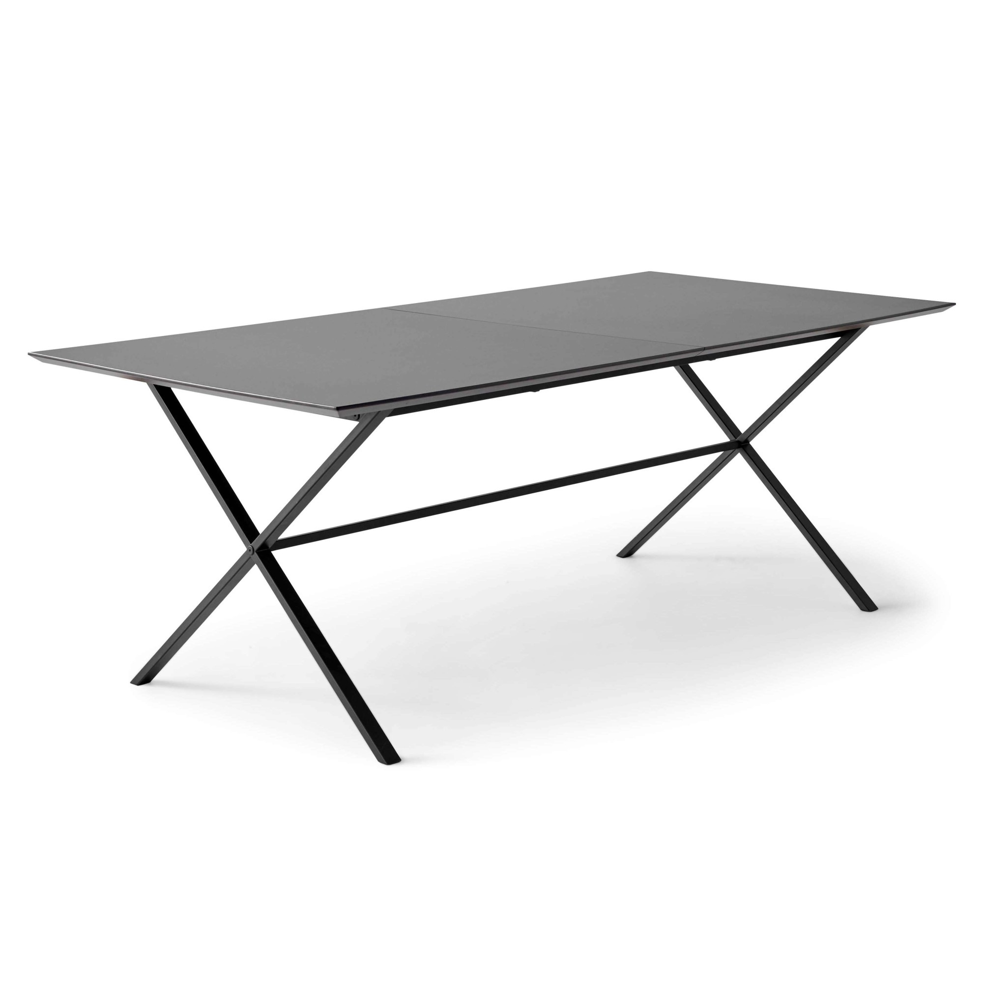 Esstisch HAMMEL FURNITURE "Meza Designtisch mit Auszugsfunktion und 2 Einlegeplatten", schwarz (schwarz, schwarz, schwarz), B:210cm H:74cm T:100cm, Tischplatte: Schwarzes nanobehandeltes Fenix-Laminat (schwarzer Rand), Gestell: Pulverbeschichtetes...