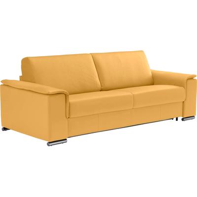 2,5-Sitzer EGOITALIANO "Cecilia, modern und elegant mit erstklassigem Sitzkomfort", gelb, B:234cm H:85cm T:102cm, Leder u00bbBULLu00ab (echtes Rindsleder). Geschliffenes, pigmentiertes und behandeltes Rindsleder mit einer Dicke von 1, 3-1, 5 mm.... Image