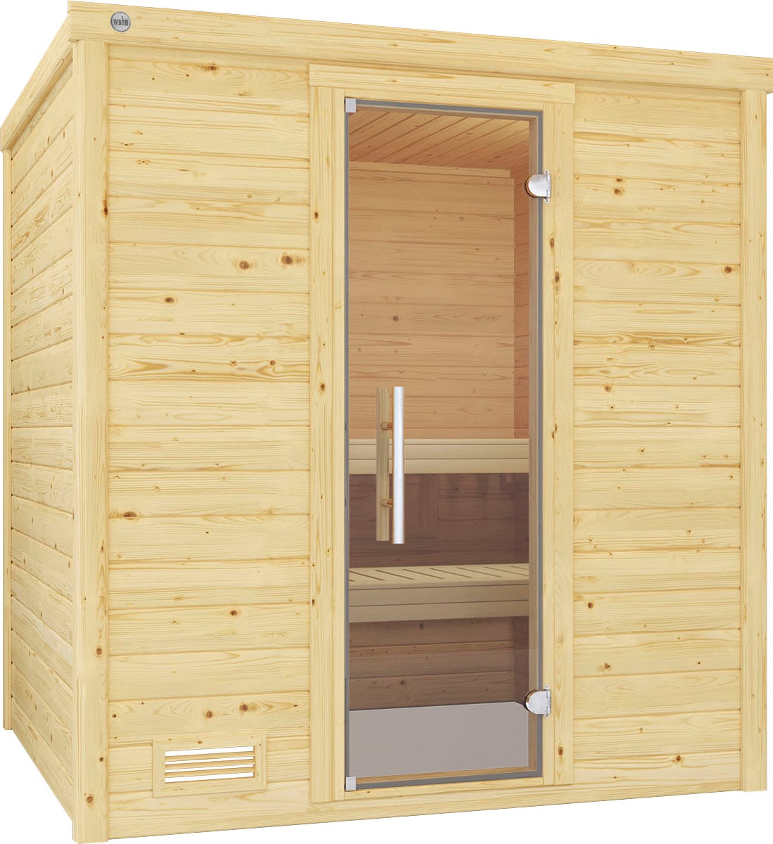 Sauna WEKA "Bergen", beige (natur), Bio-Ofen, externe Steuerung, 7,5 kW, Saunen, 7,5 kW Bio-Ofen mit digitaler Steuerung