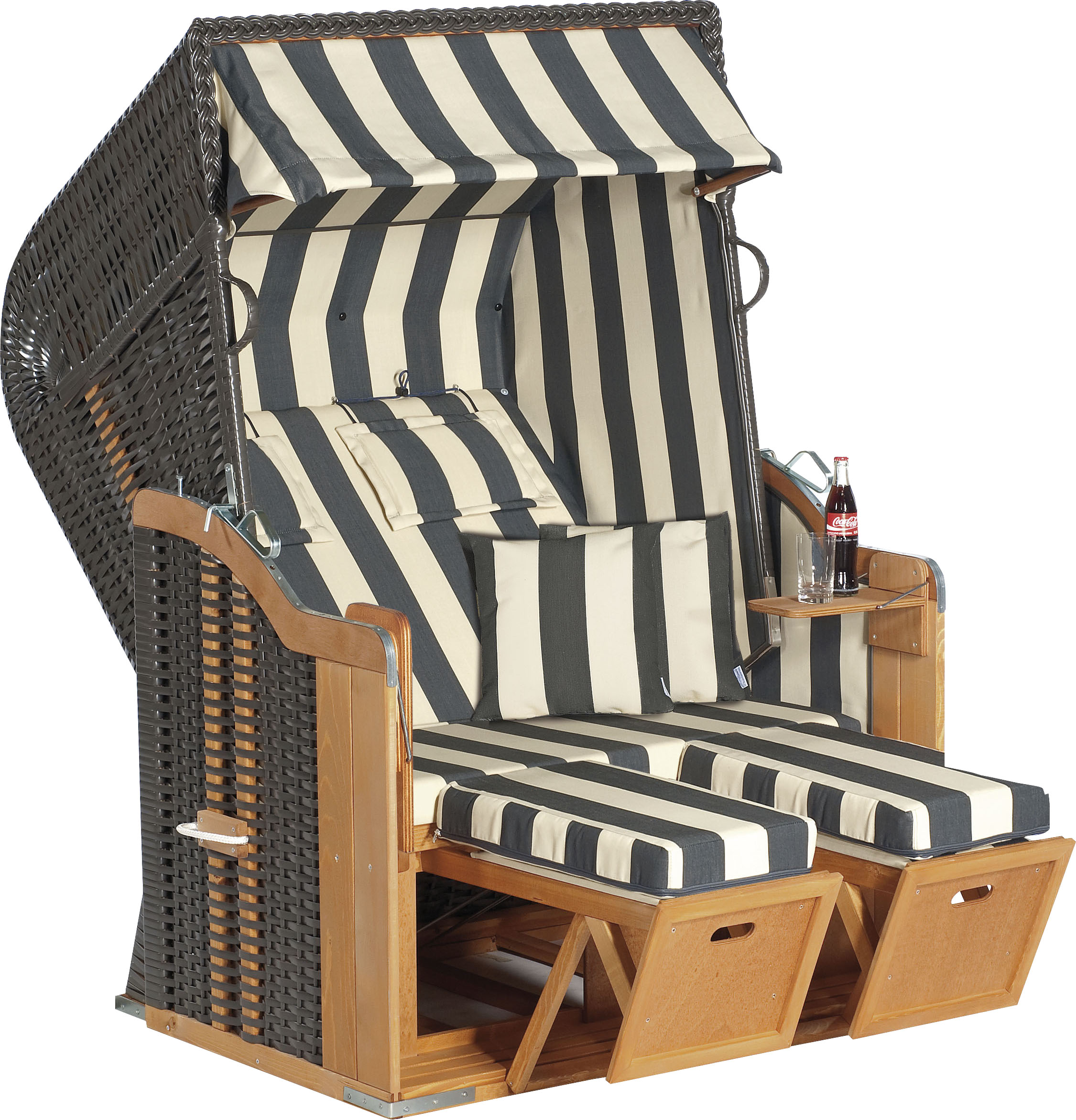 Strandkorb SUNNYSMART "Rustikal 250 Plus", grau (korpus: natur, anthrazit bezug: beige, anthrazit), StrandkörbeB:125cm H:160cm T:90cm, 2-Sitzer, komplett montiert, Oberkorb in einem Stück geflochten, B:125cm H:160cm T:90cm