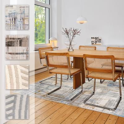 Teppich ASTRA "Jules 251", graubl, gelb, B:133cm H:8mm L:190cm, Kunstfaser, Teppiche, Vintage, Hoch Tief, Kurzflor, Wohnzimmer, Schlafzimmer Image