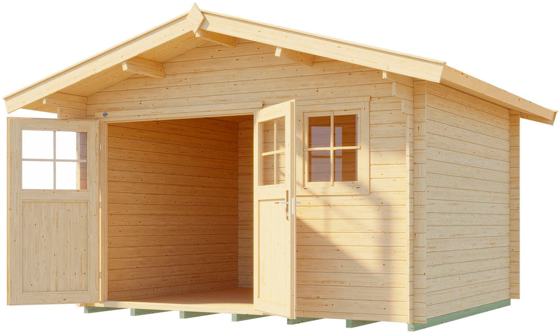 Gartenhaus WEKA "109 Gr.2, 28 mm", beige (naturbelassen), Fußboden im Gartenhaus, ohne Dacheindeckung, Holzwerkstoff, Gartenhäuser Image