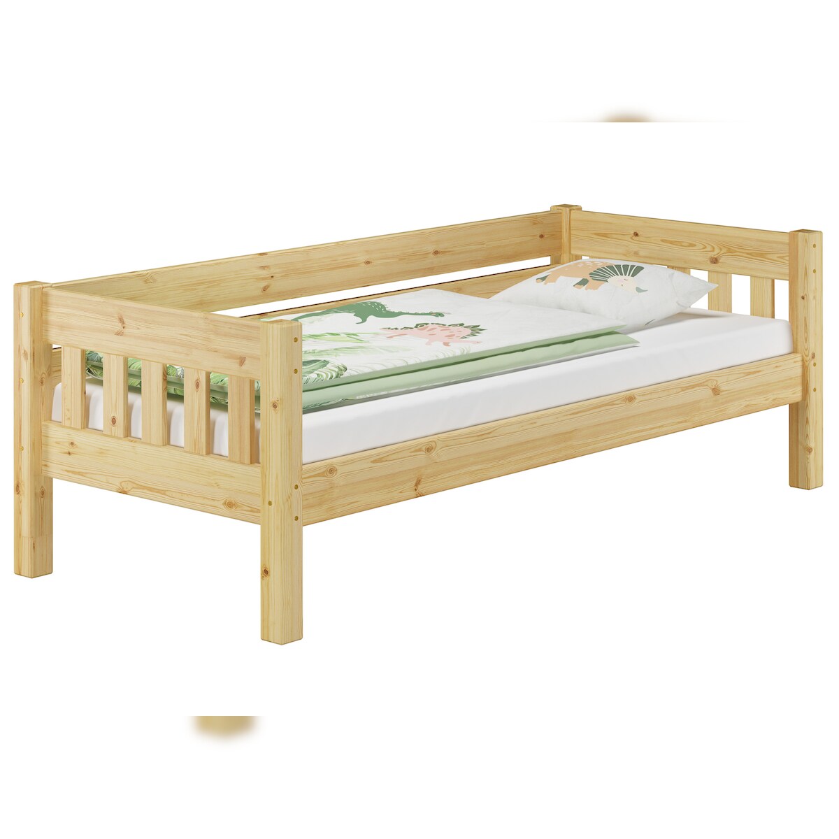 Erst-Holz Kieferbett natur Einzelbett 90x200 Massivholz-Bettgestell Sofabett mit wählbarem Zubehör V-60.53-09 ohne Zubehör Image