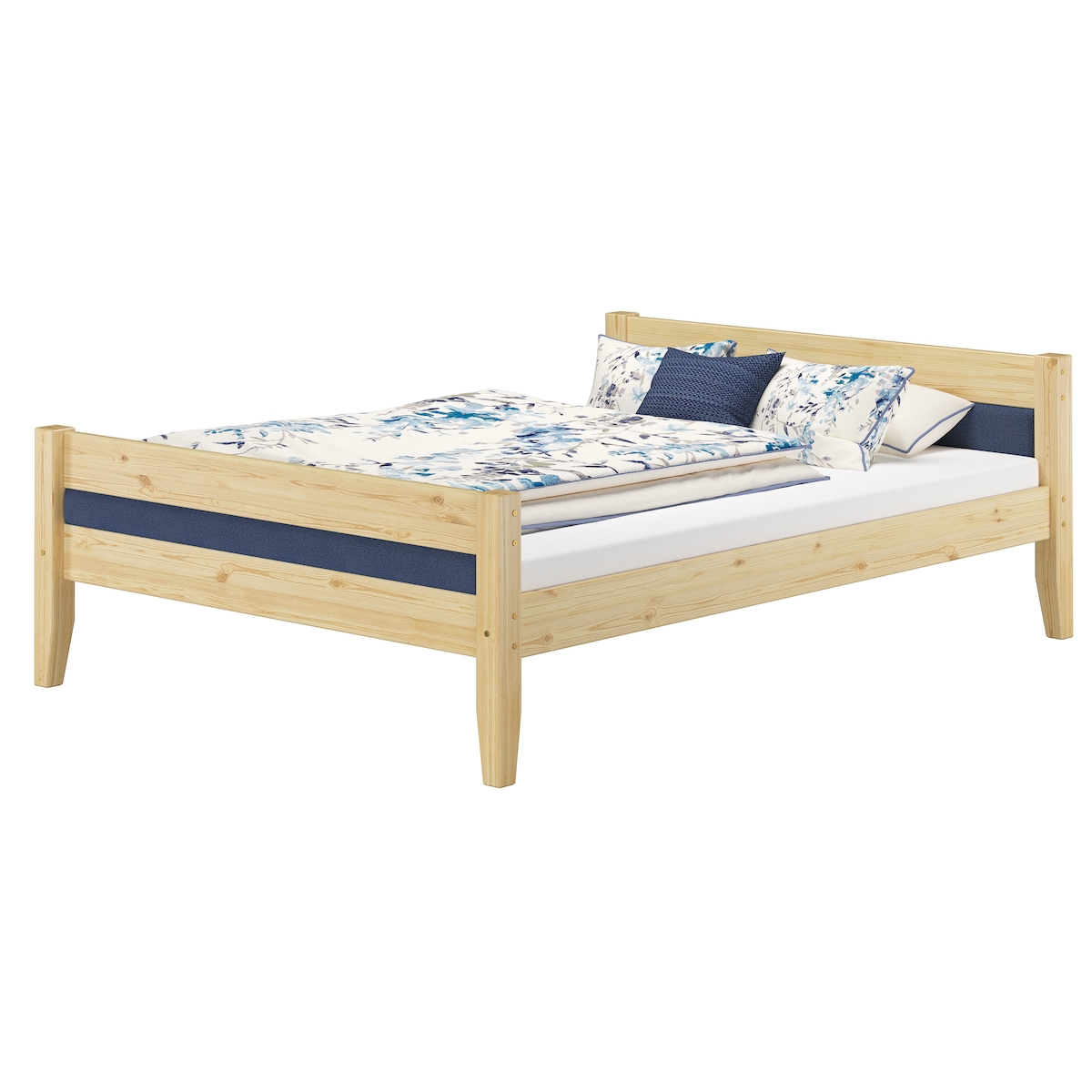 Erst-Holz Massivholzbett Kiefer 160x200 mit wählbarem Farbpolster V-60.52-16oR Image