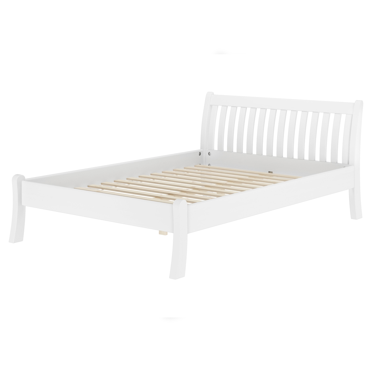 Erst-Holz Weißes, geschwungenes französisches Bett 140x200 Kiefer massiv V-60.61W-14 Rollrost inkl. Image