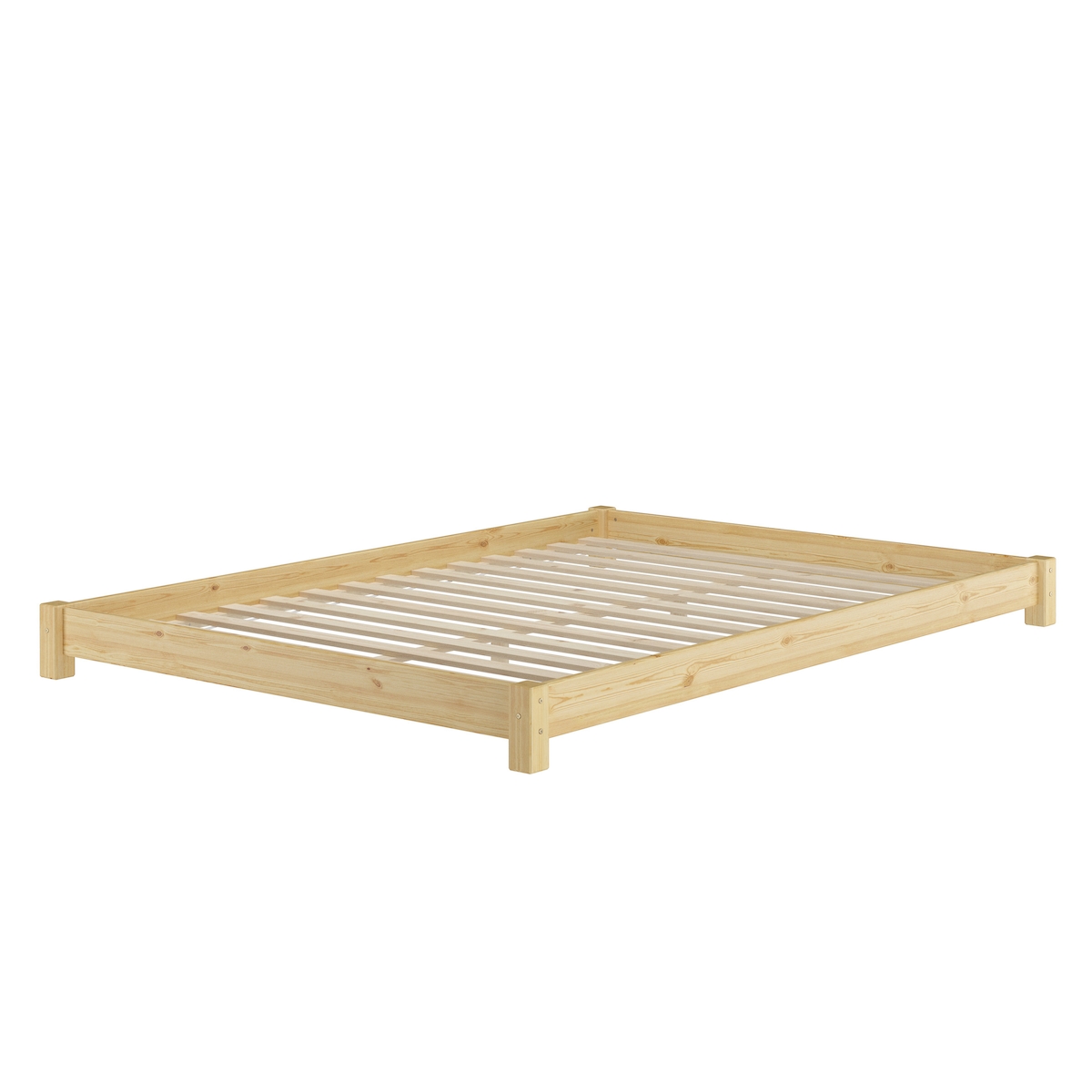 Erst-Holz Flaches Futon-Doppelbett Bodenbett Niedrigbett 140x200 Kiefer massiv V-60.51-14 Rollrost inkl. Image