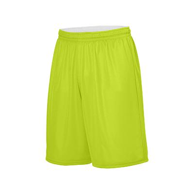 Augusta Sportswear 1407 Youth Reversible Wicking Shorts in Lime/White size Small | Polyester