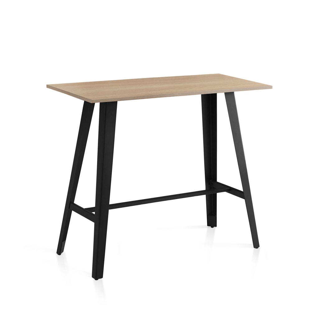 Table haute de bar en mélamine et métal chêne 120×120×60 cm