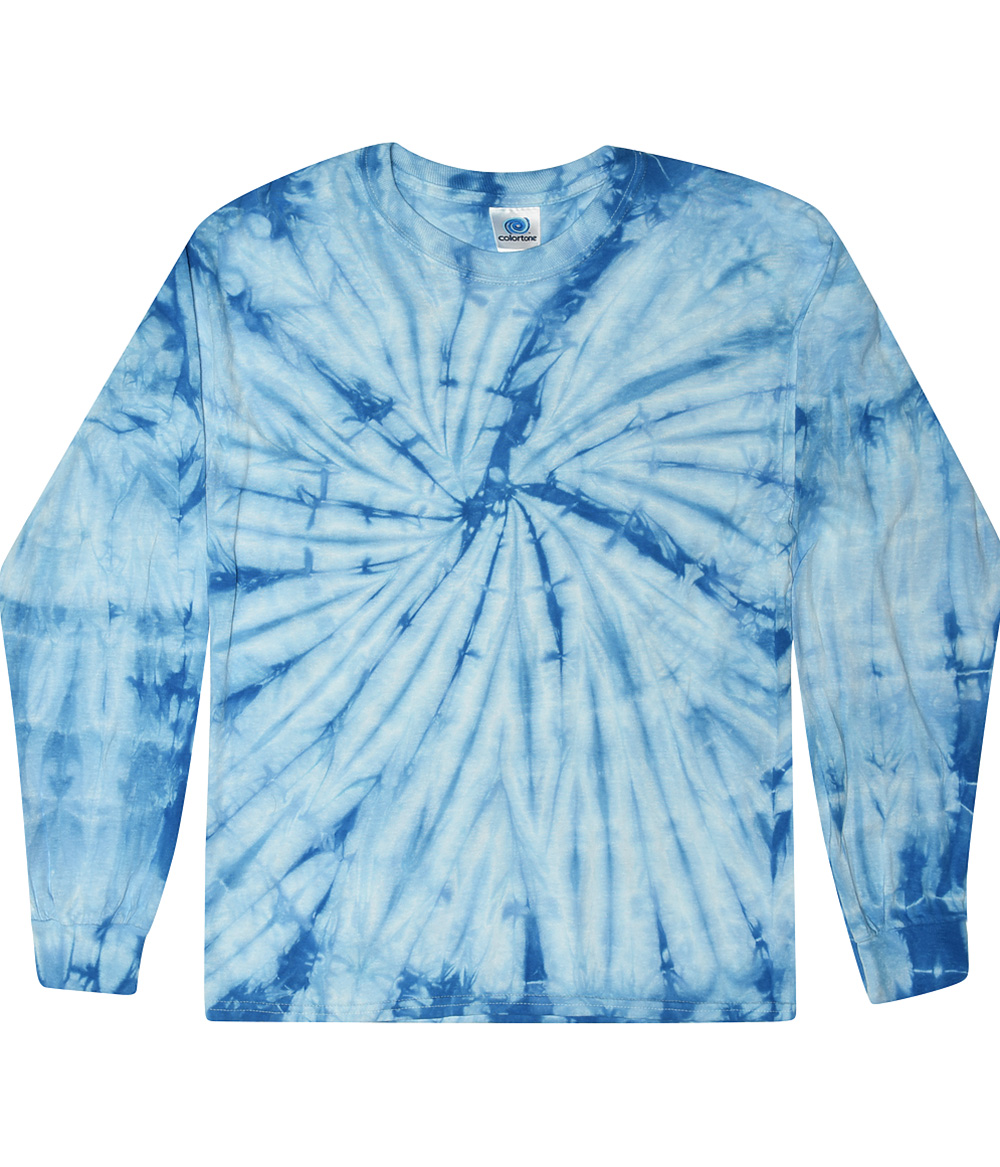 Tie-Dye CD2000Y Youth Long Sleeve Tie Dye Top in Spider Baby Blue size S 6-8 2000Y, T2000Y