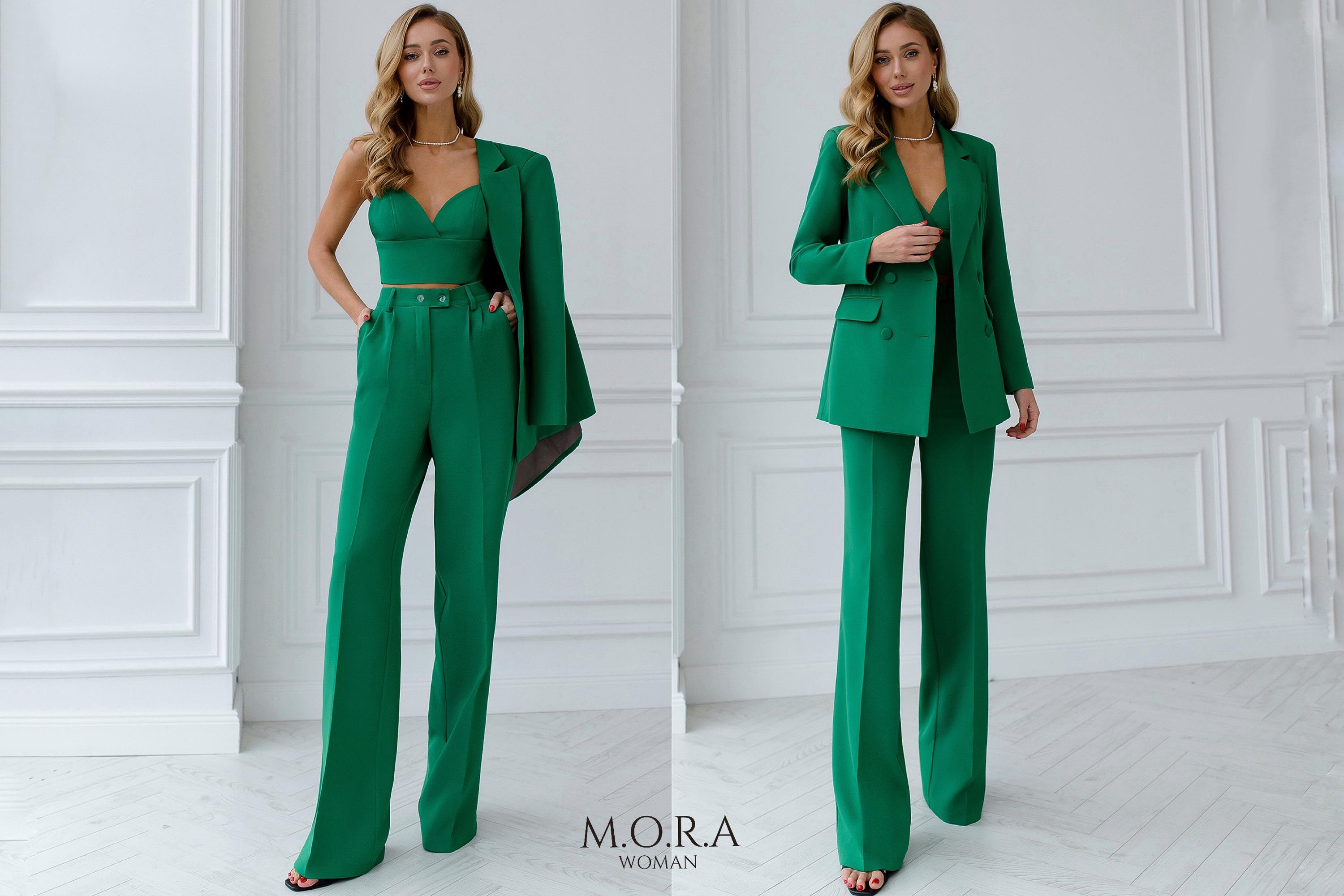 Completo verde da donna, tailleur pantalone da donna, tailleur pantalone verde da donna, tailleur pantalone formale da donna, tailleur pantalone a 3 p