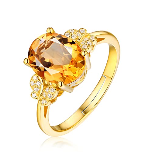 Topaz Gemstones Ring 18k Yellow Jewelry Ring Citrine Ring For
