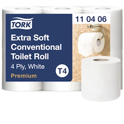Toilettenpapier Traditionelle Rolle Extra weich Weiß 4-lagig - TORK T4 x 42 Rollen -. TORK