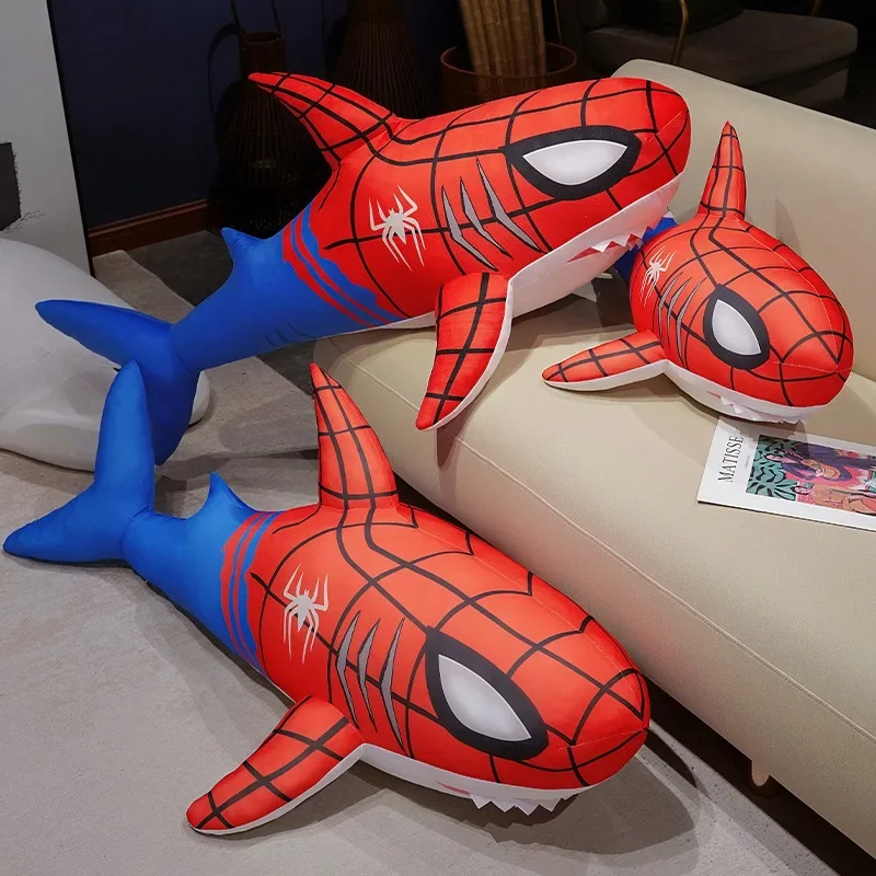 Große Größe Spider Man Hai Kissen Kreative Mode Gefüllte Hai Fisch Zurück Kissen Entzückende Wohnkultur Waschbar Bequem Image