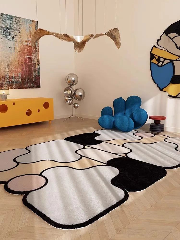 VIKAMA Dopamin Einfacher Teppich Schlaufenstapel Antifouling Antistatisch Wohnzimmer Sofa Couchtisch Bodenmatte Schlafzimmer Nachttisch Teppiche Image