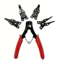 Set di pinze per anelli elastici 4 in 1 Pinze per anelli elastici Pinze per anelli di fissaggio a testa rimovibile Utensile manuale multifunzionale per crimpare e riparare