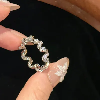 Fashion Light Luxury Classic Telephone Line Ring Exquisite Temperament Full Zircon Ring For Women KOFSAC