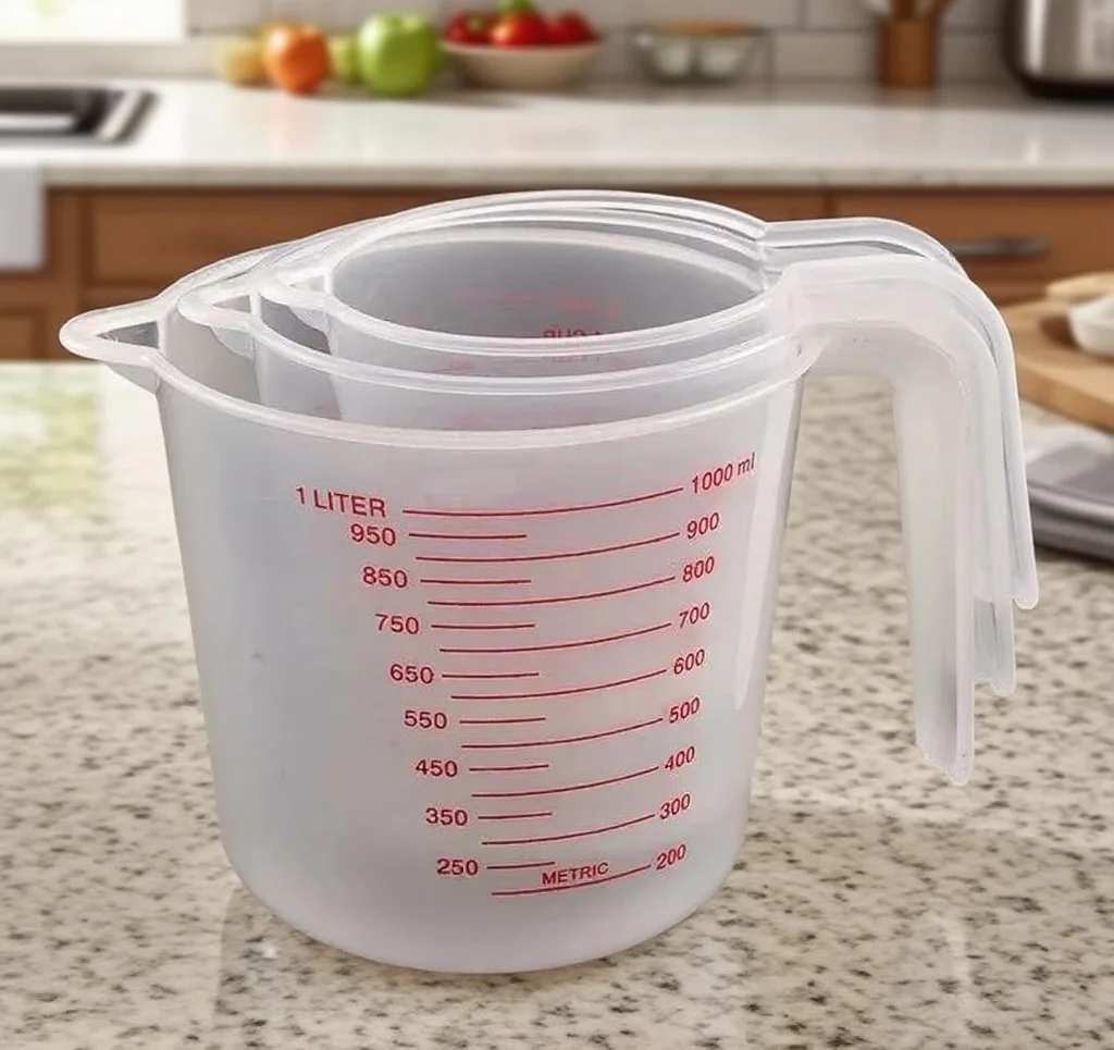 3 stücke 1000/500/250 ml Backflüssigkeit Messbecher PVC Skala Tasse Kunststoff Mess Volumen Becher Küche backen Werkzeuge Image