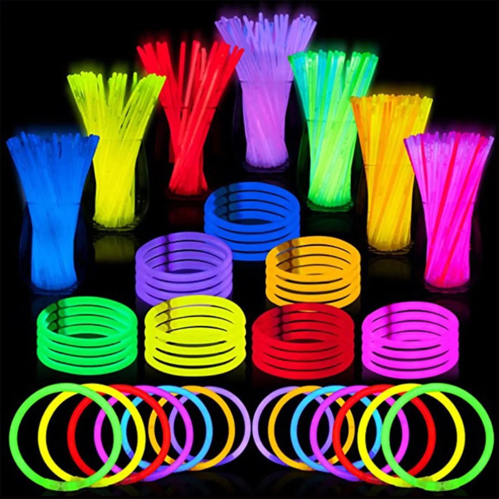 ‌100 Pack 20cm Fluorescent Glow Sticks Party Supplies Bulk Bright Glowing Sticks Rave Concert Accessories Glow in the Dark Party