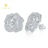 1,18 ct Alle Moissanit D Farbe VVSI 18 Karat Weißgold vergoldet S925 Sterling Silber Blume Halo Ohrstecker Lab Diamond Edlen Schmuck