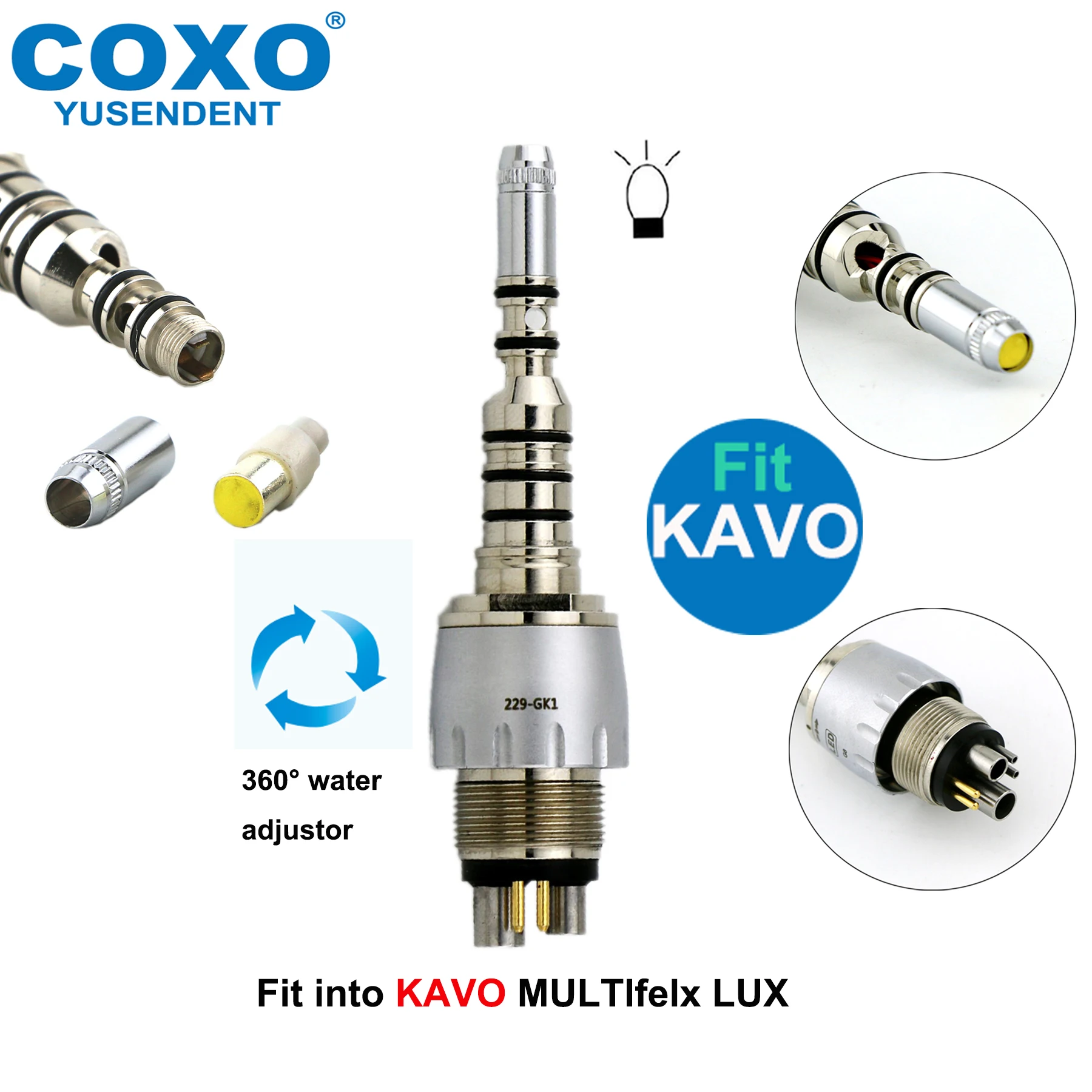COXO 360° ° Wassereinsteller Dental Schnellkupplung Kupplungsadapter Passend für KAVO Multiflex LUX Fiber Optic High Speed Turbine Image