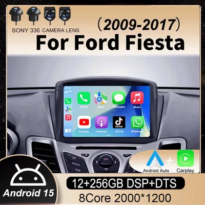 Android 15 Carplay Auto For Ford Fiesta 2009 - 2017 Car Radio Navigation GPS Multimedia Video Player Stereo 360 Camera Head Unit