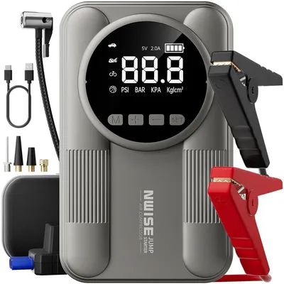 Car Jump Starter Air Pump 6000A Peak Jump Starter Battery Power Bank with 150PSl Tire Inflator 12V Car Battery Booster