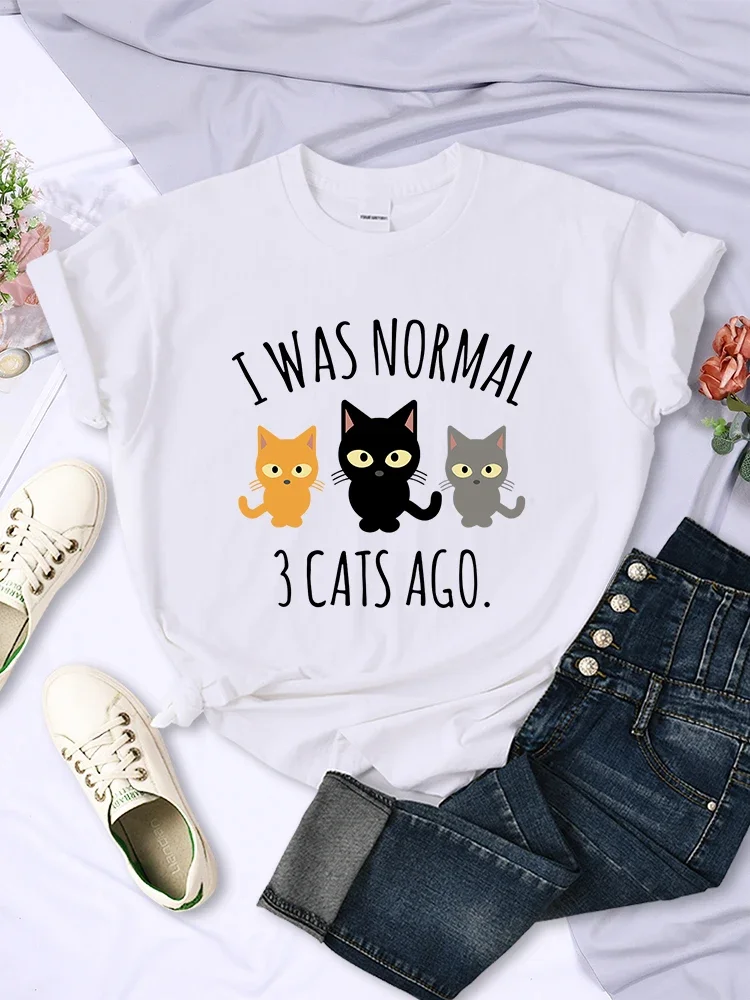I'm Normal 3Cats Ago Print T-Shirts Damen Casual Mehrfarbiges T-Shirt Hip Hop Kleidung Mode Kurzarm Sommer Rundhals Y2K
