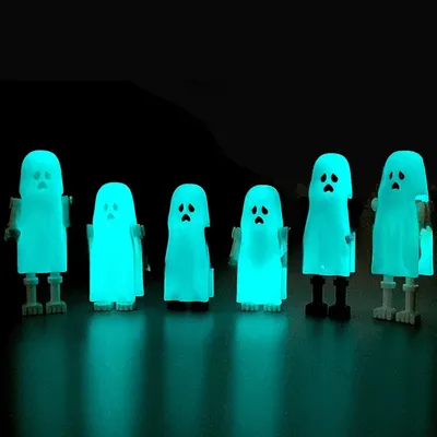 MOC Building Blocks Wear White Cloth Ghost Glow-in-the-dark Robe Hood Skull Children Educational Toys Boys Gift Collection