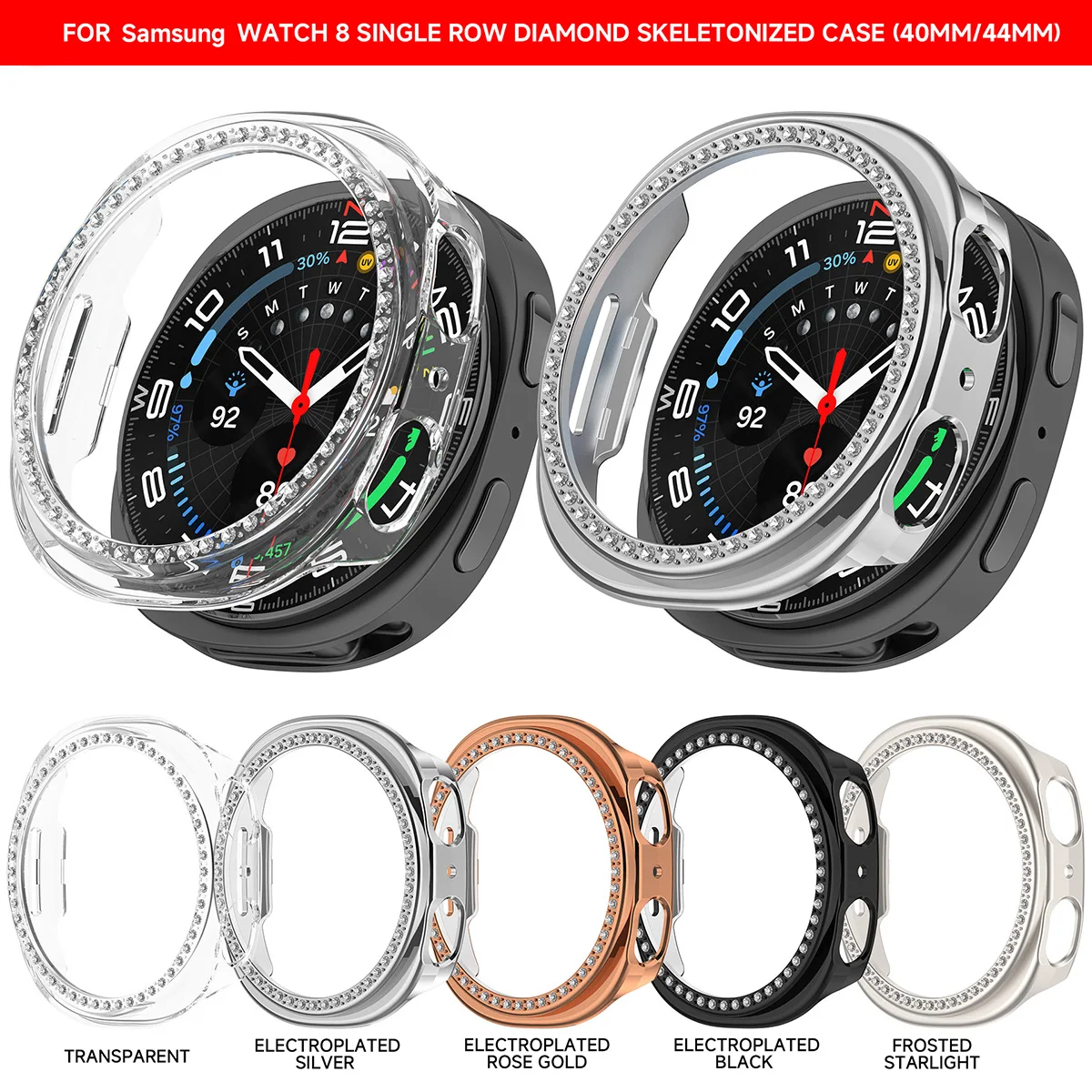Bling Hollow Case für Samsung Galaxy Watch8 40mm 44mm Set mit Diamond PC Hard für Samsung Galaxy Watch8 Schutzhülle Gehäuse Image