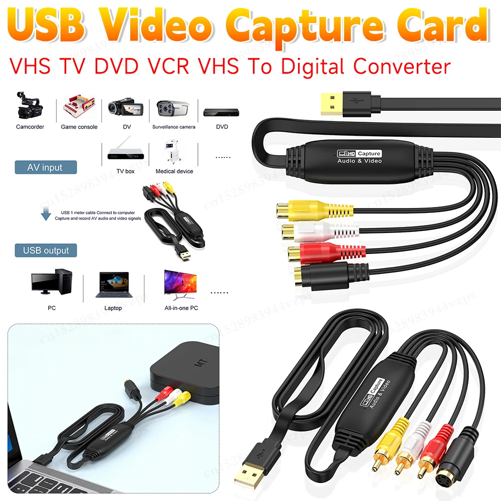 1-5PCS USB 2.0 Video Capture Card VHS TV DVD VCR RCA zu USB Video Capture Device VHS zu Digital Konverter für Mac PC Image