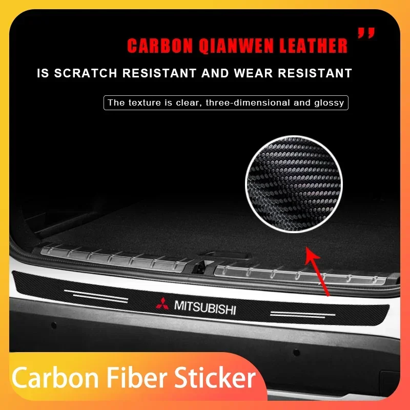Carbon Faser Auto Hinten Stoßstange Stamm Schutz Geschützt Aufkleber Für Mitsubishi ASX Lancer Pajero Outlander L200 EVO Lancer EX Image