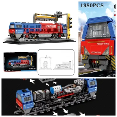 MOC Neue Europäische G2000 Transporter Fracht Zug Bausteine Set Furosed Fahrzeug Ziegel DIY Spielzeug Für Kinder Geburtstag Geschenke Image