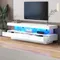 160 cm Meuble TV, meuble TV LED à 3 tiroirs, avec éclairage LED et commande par application Bluetooth, avec rangement ouvert, pour salon ou chambre