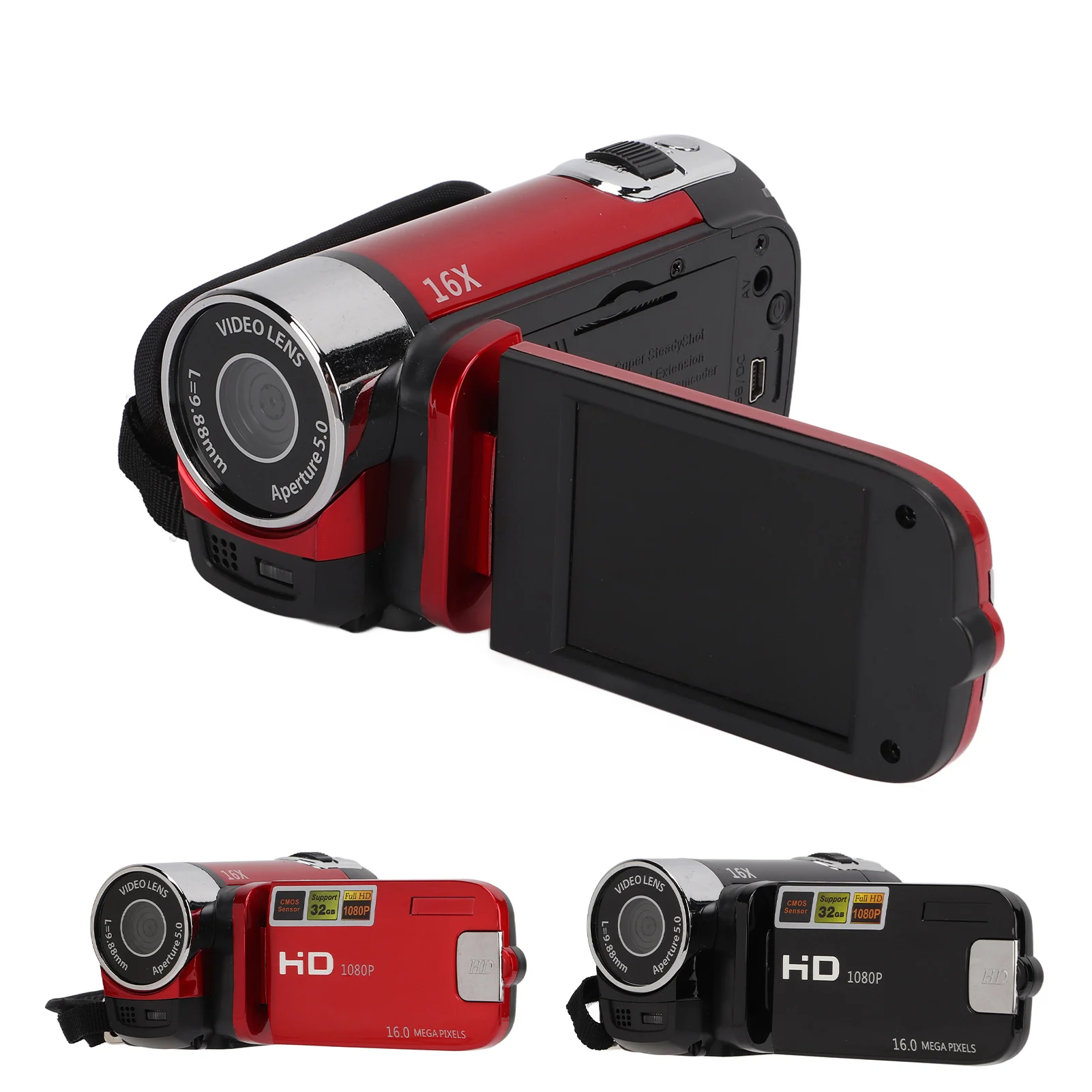 Videokamera Camcorder Handkamera Recorder 270 ° Rotation 16X Zoom 2,7 Zoll Farbbildschirm für Kinder für Familie als Geschenk Image