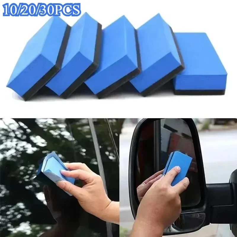 Auto Keramik Beschichtung Schwamm Applikator 30/1PCS Glas Nano Wachs Mantel Schwämme Blau Quadrat Schwamm und Tuch Reinigung zubehör Image