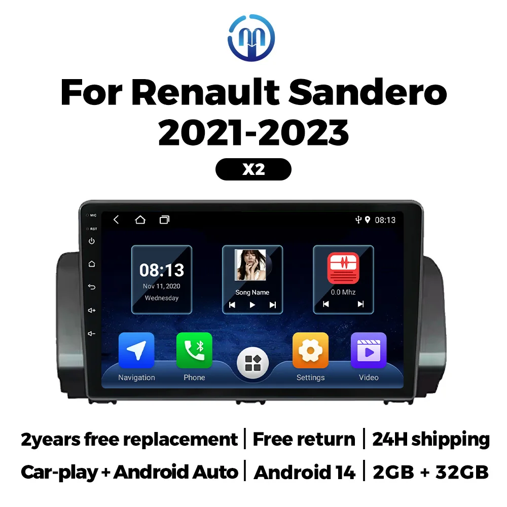 Navifly Neu eingetroffen! 2din Android AUTO Alle in einem Für Renault Sandero 2021-2023 ar audio stereo Multimedia BT GPS Navigation DSP Image