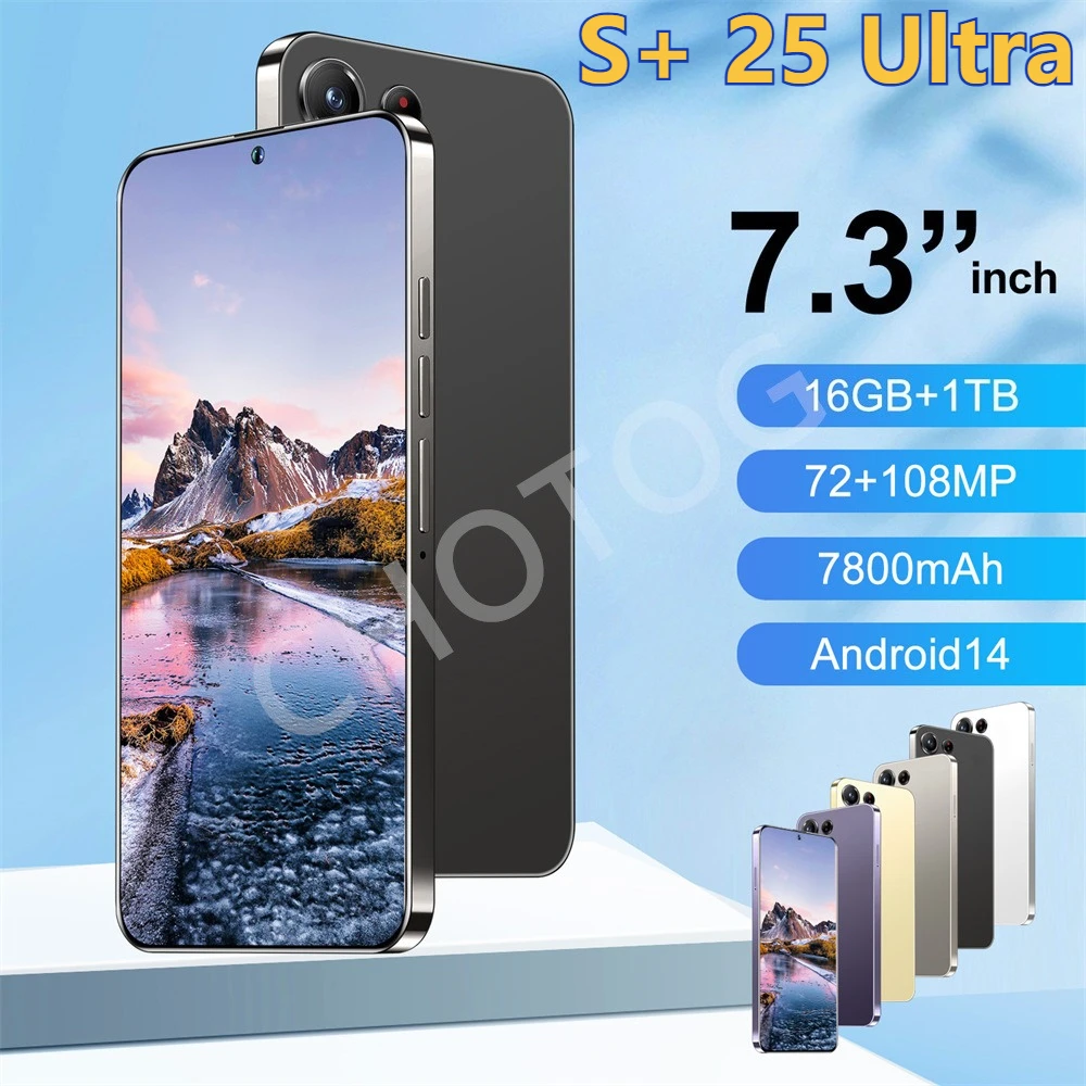 S + 25 téléphones portables Ultra originaux 7.3HD Smartphone bon marché 4G 5G double Sim téléphone portable 7800mAh Android 14 Version mondiale téléphones mobiles