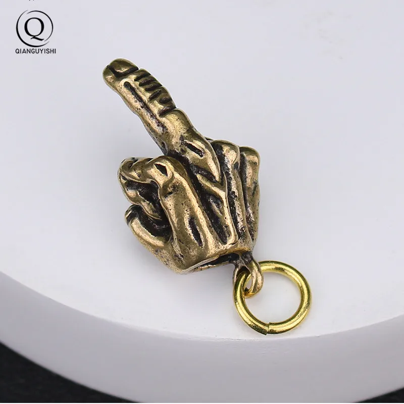 Metall Messing Angehoben Mittelfinger Up Form Schlüsselbund Anhänger Schmuck Punk Rock Männer Mode Auto Schlüssel Kette Ring Hängende Hand Schlüsselring Image