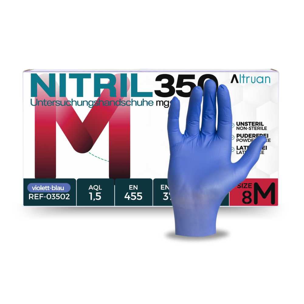 Altruan NITRIL350 Nitril Handschuhe, Einmalhandschuhe, blau - 100 Stück, Größe M Image