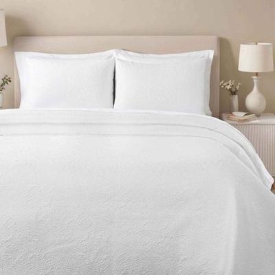 Enzy Matelasse Bedspread Set, King, White
