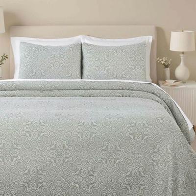 Enzy Matelasse Bedspread Set, King, Sage
