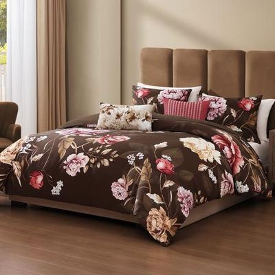Floral Garden Comforter Bed Set Chocolate, Queen, Chocolate