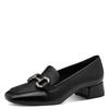 Pumps TAMARIS, Damen, Gr. 42, schwarz, Leder, unifarben, klassisch, Schuhe, Blockabsatz, Slipper, Businessschuh mit Zierriegel, Schmuckelement