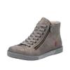 Schnürboots RIEKER, Damen, Gr. 36, grau, Lederimitat, unifarben, sportlich, Schuhe, Schnürstiefelette, Casual-Boots mit Reißverschluss außen