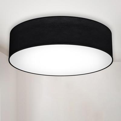 B.K.LICHT LED Deckenleuchte, schwarz (schwarz, weiß), B:38cm H:10cm L:38cm Ø:38cm, Lampen, Deckenlampe, Textil Lampenschirm, E27, Schlafzimmer, Wohnzimmer Image